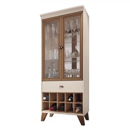 Sala de Jantar Intense com Cristaleira, Buffet Aparador e Espelho Off White/Nature - PR Móveis - 3