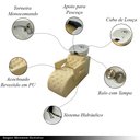 Ver imagem 3 de Lavatório Salão de Beleza Acolchoado Bulma com Cuba e Torneira Monocomando Pu Bege G31 - Gran Belo L