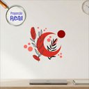 Ver imagem 2 de Adesivo Floral Boho Vermelho Estilo Nórdico 45x38 Minimalista Mod.05