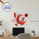 Ver imagem 1 de Adesivo Floral Boho Vermelho Estilo Nórdico 45x38 Minimalista Mod.05