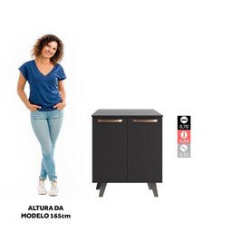 Balcão Gabinete De Cozinha Thela Emília 70 Cm C/ Tampo Preto - 5