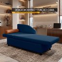 Ver imagem 2 de Sofá Cama Solteiro 1 Lugar com Baú Divã Bouclê Multifuncional Divã Quarto Hóspedes 195cm:Bouclê Azul