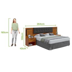 Cabeceira Box Casal 160 Ambiente Calitan Frassino Preto Fosco com Led - Lopas - 7