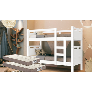 Beliche Robusto C/ 2 Colchões D33 Confortáveis - Kit Completo:branco