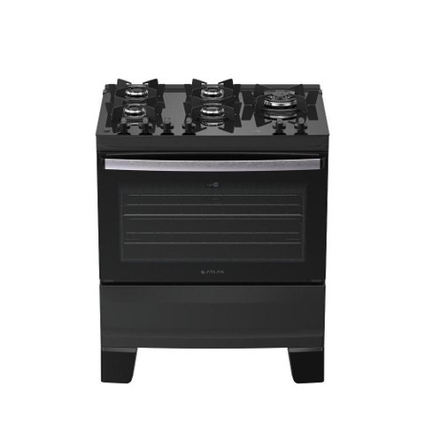 Fogão de Piso 5 Bocas Gás Atlas Agile Up Glass Tc Vidro Temperado Preto Bivolt