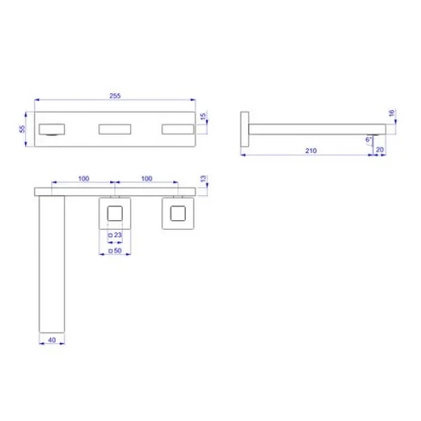 Misturador de Parede com Instalação Horizontal para Lavatório Dot Cromado 1874.c.dot - 2