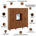 Ver imagem 5 de Guarda Roupa Casal com Espelho 10 Portas 3 Gavetas Madeira Maciça Lorie F06 Castanho - Lyam Decor