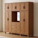 Ver imagem 4 de Guarda Roupa Casal com Espelho 10 Portas 3 Gavetas Madeira Maciça Lorie F06 Castanho - Lyam Decor