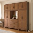Ver imagem 3 de Guarda Roupa Casal com Espelho 10 Portas 3 Gavetas Madeira Maciça Lorie F06 Castanho - Lyam Decor