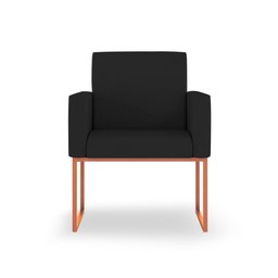 Poltrona Moderna Sala Espera/salão Preto - Base Ferro Rosé - 1