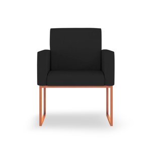 Poltrona Moderna Sala Espera/salão Preto - Base Ferro Rosé
