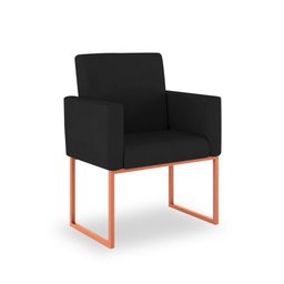 Poltrona Moderna Sala Espera/salão Preto - Base Ferro Rosé - 2