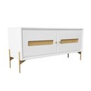 Ver imagem 1 de Rack Sala Tv até 50 Polegadas Paraty 113 Cm Laca Pés Metal Palhinha Branco