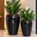 Ver imagem 2 de Vaso Fibra de Vidro Cachepot 46cm Vietnamita Decorativo Sala Plantas Preto