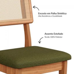 Kit 2 Cadeiras em Mdf Freijó Assento Estofado Verde Encosto com Tela Dalla Costa - 3