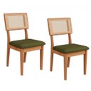 Ver imagem 1 de Kit 2 Cadeiras em Mdf Freijó Assento Estofado Verde Encosto com Tela Dalla Costa
