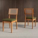 Ver imagem 2 de Kit 2 Cadeiras em Mdf Freijó Assento Estofado Verde Encosto com Tela Dalla Costa