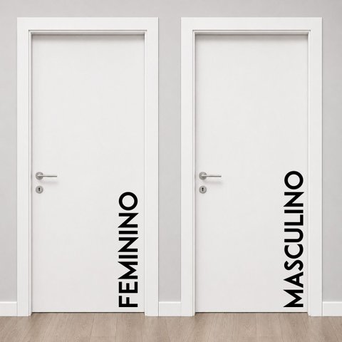 Adesivo Porta Sinalização Banheiro Feminino e Masculino Moderno e Minimalista