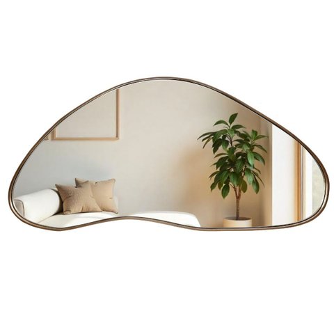 Espelho Orgânico Colina em Lamina Natural de Madeira 100x46