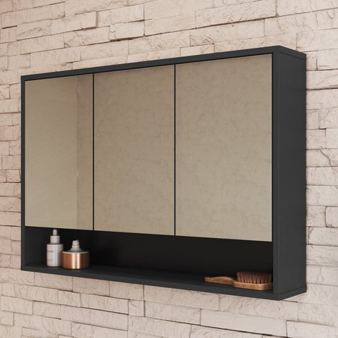 Armário Espelheira de Banheiro 3 Portas Bari