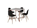 Ver imagem 2 de Mesa Industrial Base Ferro Cobre em V Tampo 90x90 Branco 4 Cadeiras Eames Madeira Assento Preto