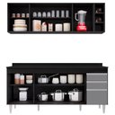 Ver imagem 3 de Armário Nevada e Balcão 180cm com Tampo Dallas Preto/Cinza - Lumil