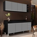 Ver imagem 2 de Armário Nevada e Balcão 180cm com Tampo Dallas Preto/Cinza - Lumil