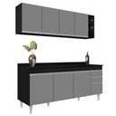 Ver imagem 1 de Armário Nevada e Balcão 180cm com Tampo Dallas Preto/Cinza - Lumil