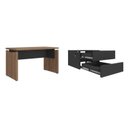 Ver imagem 2 de Conjunto para Escritório 4 Pessoas Kit 4 Mesas Operacionais 1250 com Gavetas Marrom/Nogal/Preto Artany