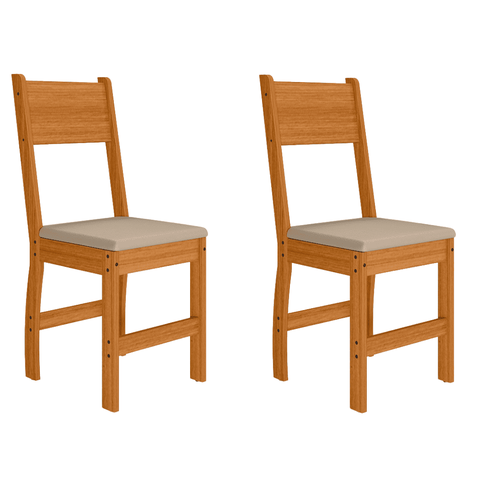 Kit 2 Cadeiras Estofadas para Mesa Sala de Jantar Reforçada - Freijó/savana