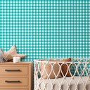 Ver imagem 1 de Papel de Parede Infantil Xadrez Vichy Azul Turquesa
