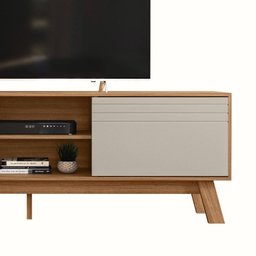 Rack Bancada Dubai 1,80cm Tv até 70” Porta Correr Peternella:nature/off White - 3