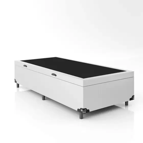 Ver imagem 2 de Base Box Baú Solteiro Santo Box Sintético Branco 47x88x188 Branco