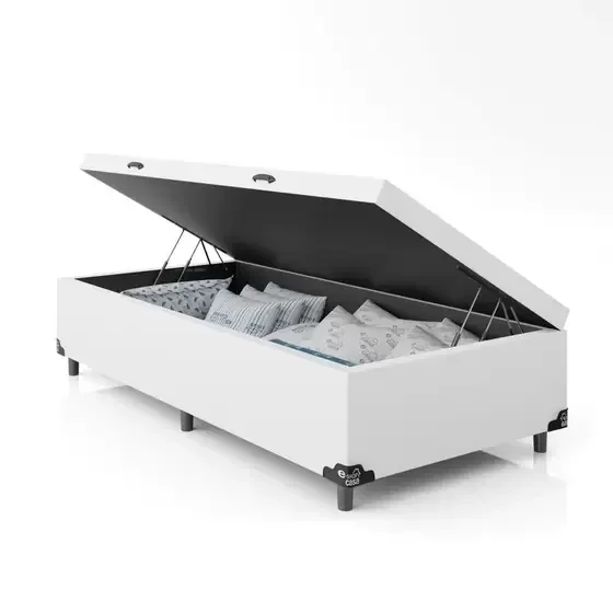 Ver imagem 3 de Base Box Baú Solteiro Santo Box Sintético Branco 47x88x188 Branco