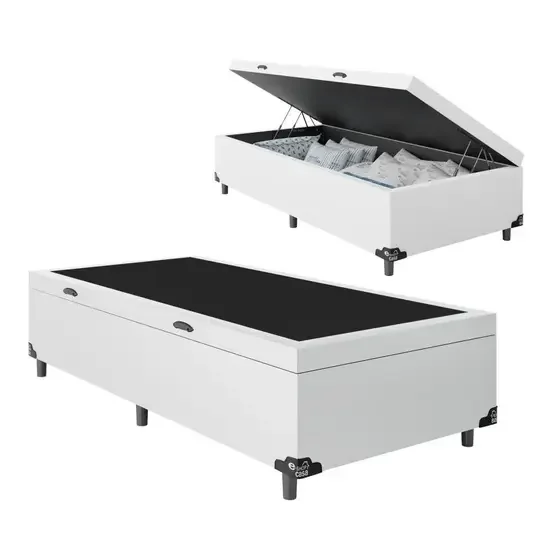 Ver imagem 1 de Base Box Baú Solteiro Santo Box Sintético Branco 47x88x188 Branco