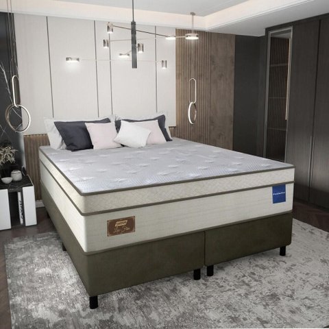 Cama Box Conjugado Queen com Colchão (158x73x198) Lux Firm Gazin Cr35315 Areia/marrom