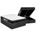 Ver imagem 1 de Cama Box Baú Queen: Colchão Espuma D33 Castor Black e White Double Face + Base CRC Suede Gray(158x19