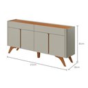 Ver imagem 2 de Buffet Aros 4 Portas Pés Madeira Maciça - Mv - Rei de Casa Off White/naturalle