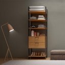 Ver imagem 1 de Guarda Roupa Closet Industrial Modulado 1 Peça 2 Gavetas 73,5cm 100% MDF Marrom/Freijó/Preto Fosco