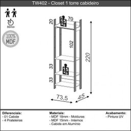 Módulo Closet Cabideiro Tw402  - 3