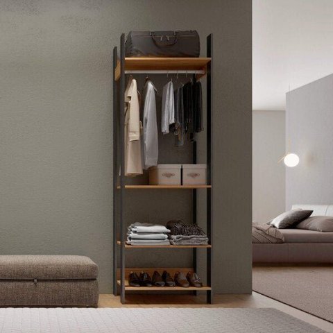 Guarda Roupa Closet Industrial Modulado 1 Peça 73,5cm 100% MDF Marrom/Freijó/Preto Fosco
