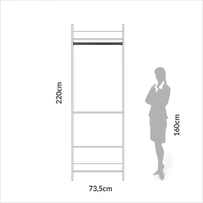 Ver imagem 4 de Guarda Roupa Closet Industrial Modulado 1 Peça 73,5cm 100% MDF Marrom/Freijó/Preto Fosco