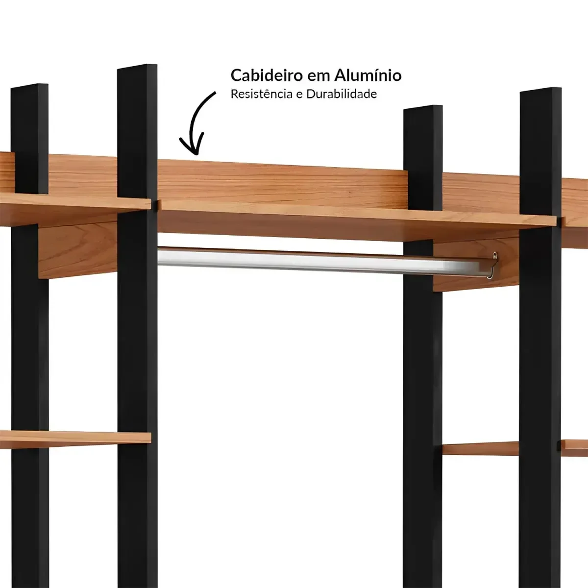Ver imagem 5 de Guarda Roupa Closet Industrial Modulado 2 Peças 145,4cm 100% MDF Marrom/Freijó/Preto Fosco