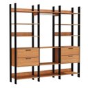 Ver imagem 3 de Guarda Roupa Closet Industrial Modulado 3 Peças 4 Gavetas 217,2cm 100% MDF Marrom/Freijó/Preto Fosco
