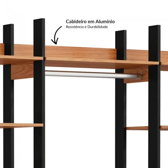 Guarda Roupa Closet Industrial Modulado 3 Peças 4 Gavetas 217,2cm 100% MDF   - 6