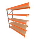 Ver imagem 1 de Mini Porta Pallet 200 kg por Nivel Continuação com 5 Niveis Laranja com MDF Cru