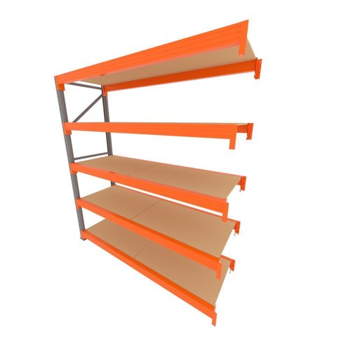 Mini Porta Pallet 200 kg por Nivel Continuação com 5 Niveis Laranja com MDF Cru