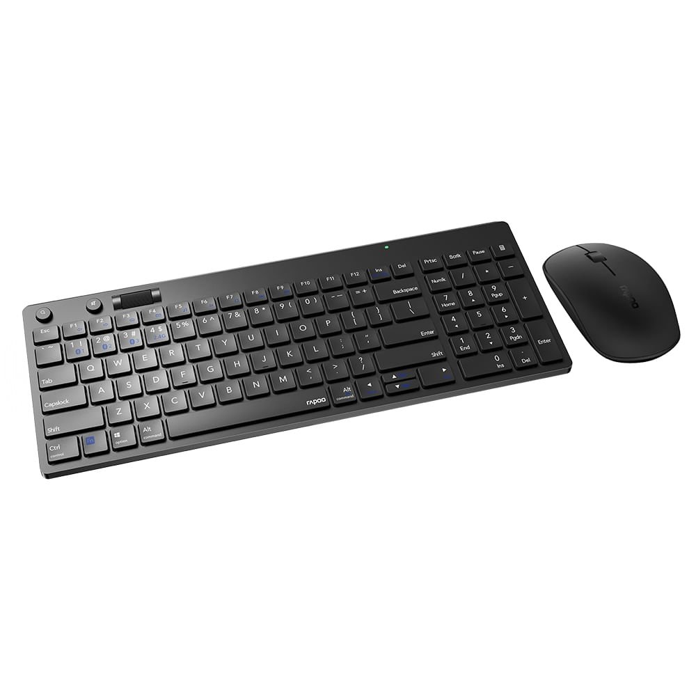 Combo Rapoo Teclado e Mouse sem Fio 2.4 ghz Black 5 Anos de Garantia Pilha Inclusa 8050T - RA003OUT  - 2