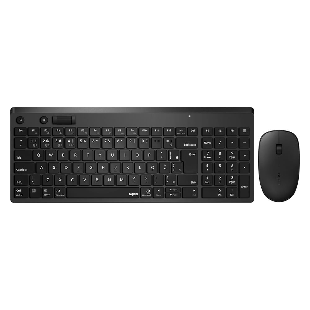 Combo Rapoo Teclado e Mouse sem Fio 2.4 ghz Black 5 Anos de Garantia Pilha Inclusa 8050T - RA003OUT 