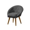 Kit 2 Poltronas Decorativa Canastra Estofada Linho Cinza Pés Palito em Madeira Maciça - 3